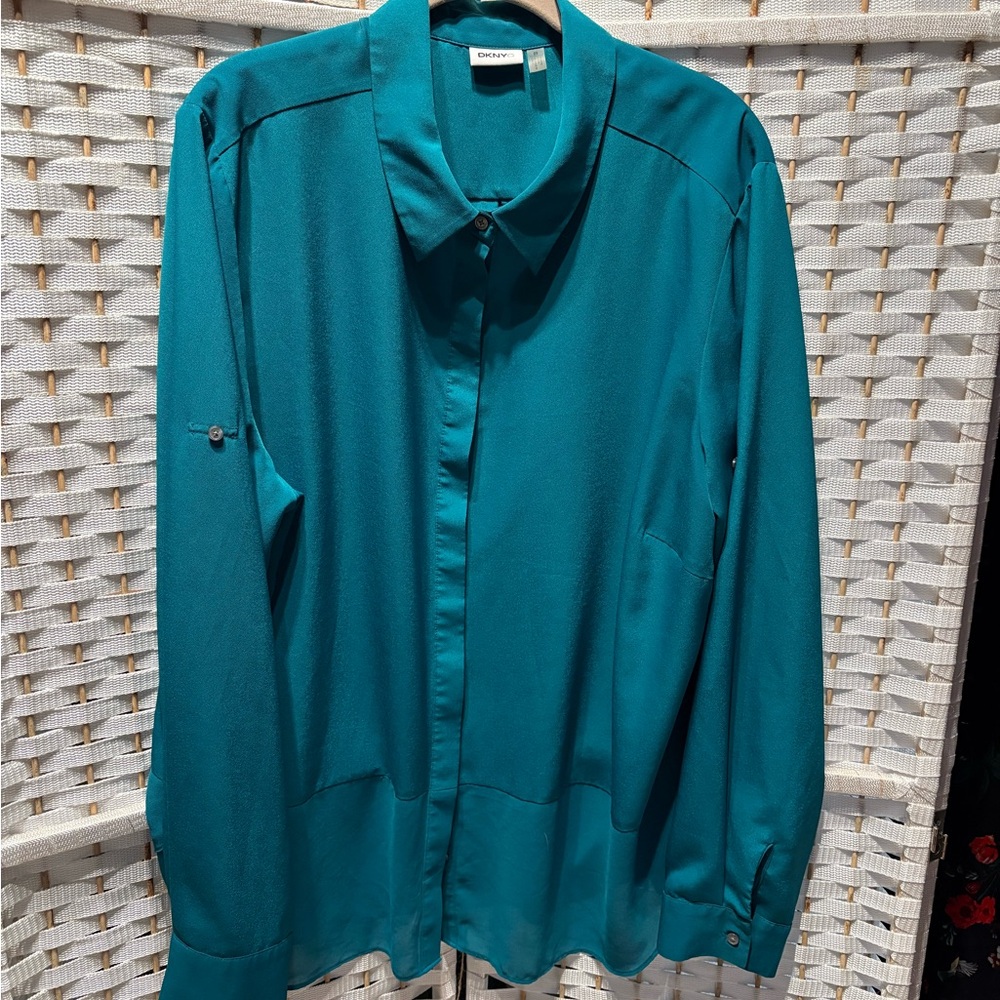 DKNY Teal Top with Soft Texture, 2X